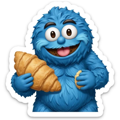 emoji from a french cookie monster with croissant sticker