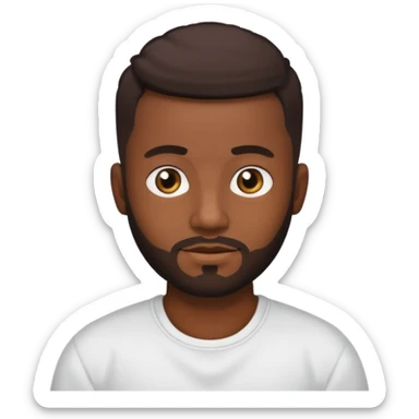 Dark brown skin man with a light beard and a nappy fade haircut with dark brown eyes sticker