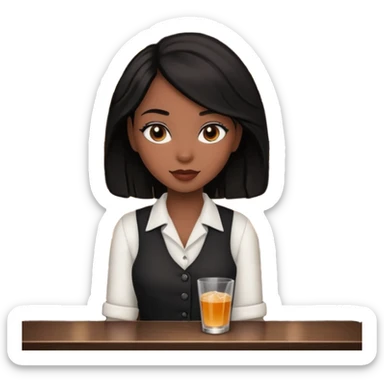 Bartender girl with dark black protective style hair sticker