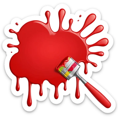 paint splatter, spilled paint, red color. sticker