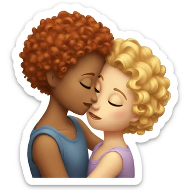 curly red head girl  kissing short haired blonde girl sticker