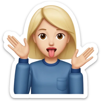 Tongue out hands to the side  sticker