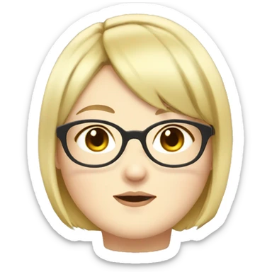 Chubby anime girl with glasses and short blonde hair sticker