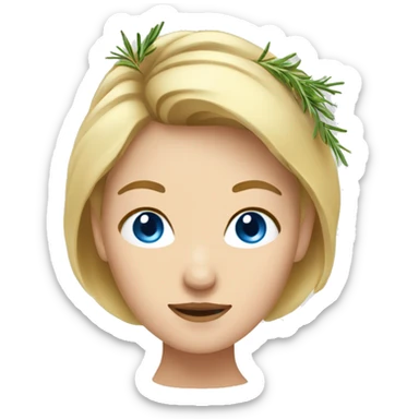 woman with blond Hair and Blue Eyes growing rosemary out of her head sticker
