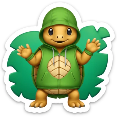 Une tortue avec une cagoule et qui fait des graffiti sticker