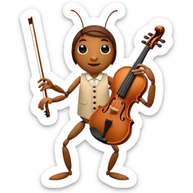 cricket, brown violin sticker