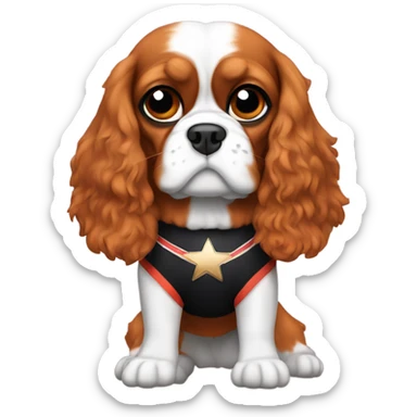 Cavalier King Charles wearing a wrestling outfit  sticker