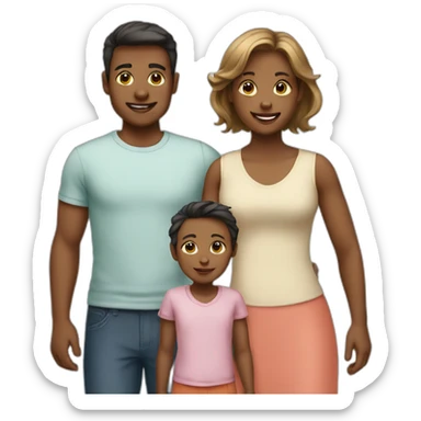 Family of 1 boy and 2 girls sticker