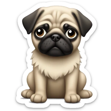 A pug puppy with scruffy fur sticker