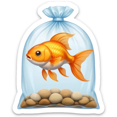 Just one ios  fish inside a plastic bag  sticker
