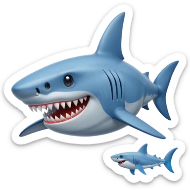 A shark with blue shoes on it's feet sticker