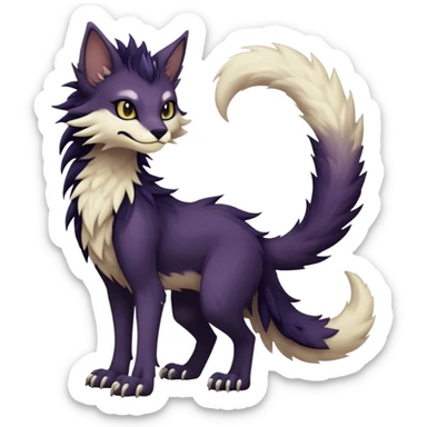 Kawaii dark edgy fantasy ethereal feline-vernid-sergal-fursona animal creature with a tufted tail full body sticker