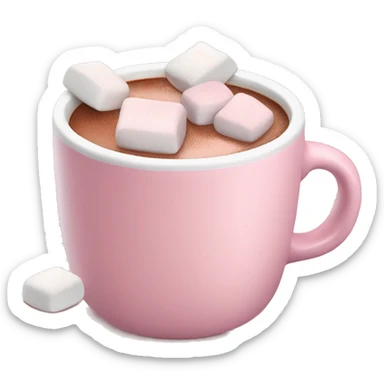 Light Pink mug of hot chocolate with marshmallows  sticker