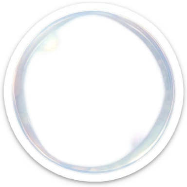 Make the bubble more clear and transparent, keeping the iridescent effect and soft glow, with no background. The style should maintain the delicate and ethereal look of the bubble. sticker