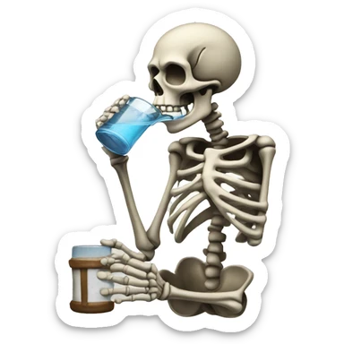 skeleton drinking water from a Stein sticker