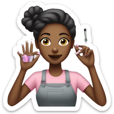 Girl getting nails done  sticker