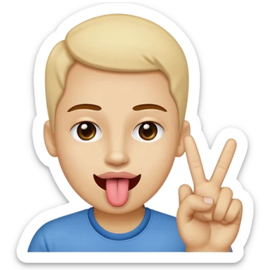 some one sticking out their tongue and having a peace sign with their fingers in between  sticker