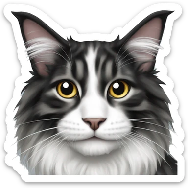 black and white happy maine coon sticker