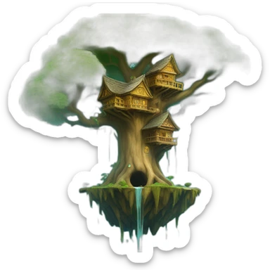 Plunge into the world of a magical water city in an old big tree sticker