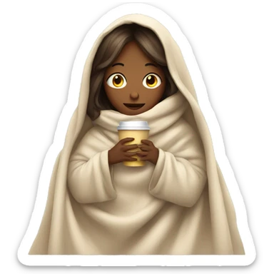girl inside a blanket sipping coffee eyes closed sticker