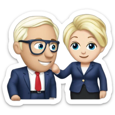 Macron et marine le pen qui s'embrassent sticker