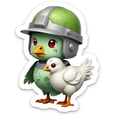baby square Minecraft zombie on a tiny white chicken sticker