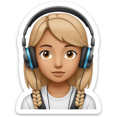 A girl with headphones on listening to music sticker