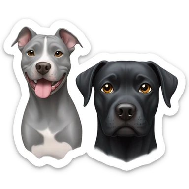 Grey pitbull next to black retriever dog sticker