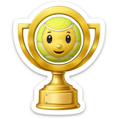 Tennis ball with trophy sticker