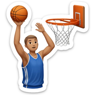 an arm dunking a basketball into a hoop sticker