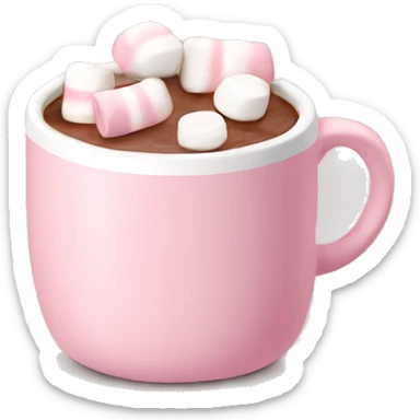 Light Pink mug of hot chocolate with marshmallows  sticker