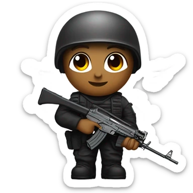 black army angel holding ak47 with wings sticker