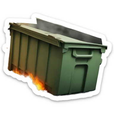 dumpster on fire rolling in river sticker