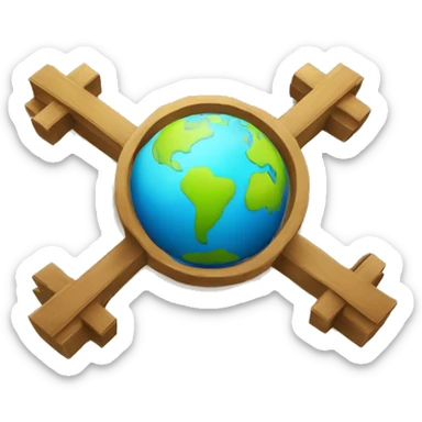 a cross with the globe in front, but make the cross infront of the globe smaller symbolizing spreading the gospel sticker