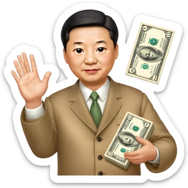 xi jinping photorealistic holds out for the dollar sticker