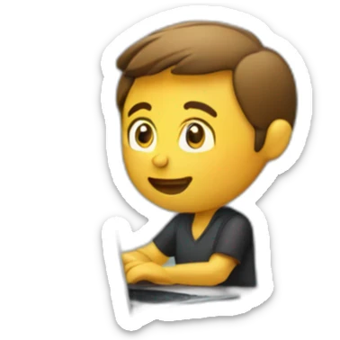 video editor man using apple laptop on side sticker