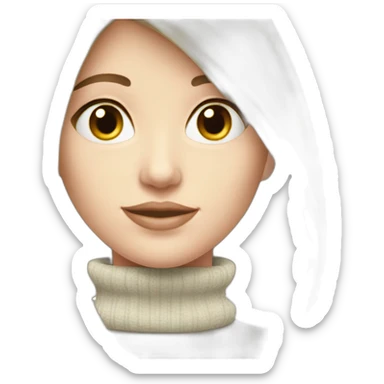 pale skin beatifull woman turtleneck from side upper half sticker