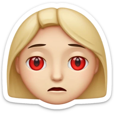 An emoji with red eyes  with tired face! sticker