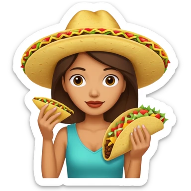 woman holding taco sticker