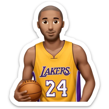 kobe in his lakers jersey number 24 give him some hair sticker