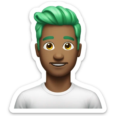 Man with green hair with a tshirt on that says SOAP sticker