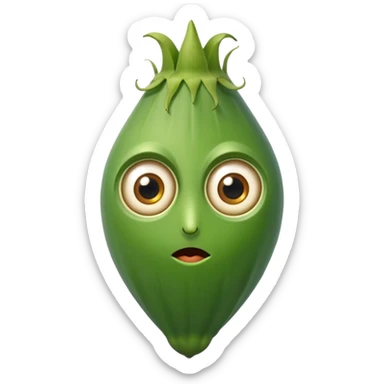 bhindi keeping the shape normal with big eyes sticker