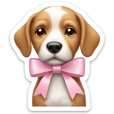Dog with a light pink bow sticker