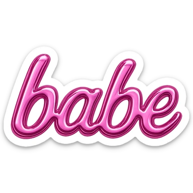 the word 'babe' in a pink chrome effect, no background sticker