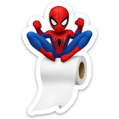 Spiderman with toilet paper sticker