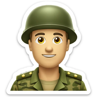 crie um emoji de um militar do exercito brasileiro com o camuflado típico sticker