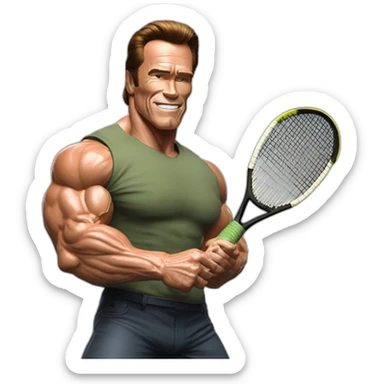 Arnold Schwarzenegger jugando al pádel sticker