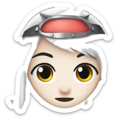 a  white hred eye anime giarl saying gm sticker