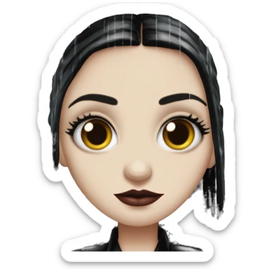 Realistic silkstone Wednesday addams gentle kissing sweetly Kurt Cobain in the rain. sticker