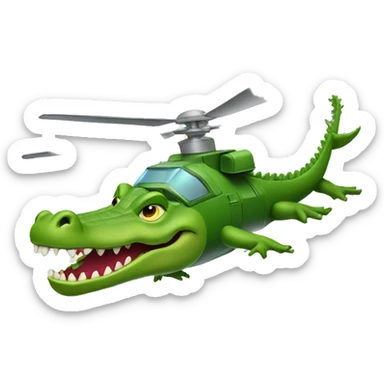 A crocodile riding in a battle helicopter  sticker